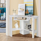 Costway Bureau d'angle en bois avec tiroir, Table d'ordinateur PC, Bureau d'étude, Blanc