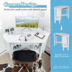Costway Bureau d'angle en bois avec tiroir, Table d'ordinateur PC, Bureau d'étude, Blanc