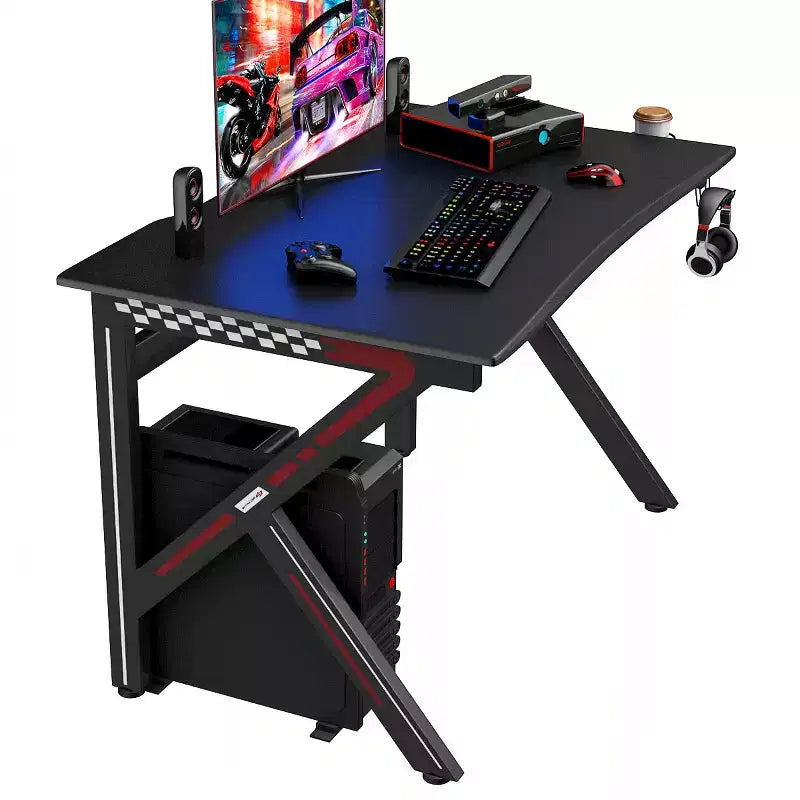 Bureau de jeu Costway Table d'ordinateur pour joueurs E-Sport en K avec porte-gobelet Crochet Maison Nouveau