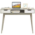 Costway Bureau d'ordinateur Table d'écriture avec tiroirs Poste de travail PC Portable Maison Chêne/Noyer