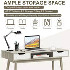 Costway Bureau d'ordinateur Table d'écriture avec tiroirs Poste de travail PC Portable Maison Chêne/Noyer