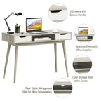 Costway Bureau d'ordinateur Table d'écriture avec tiroirs Poste de travail PC Portable Maison Chêne/Noyer
