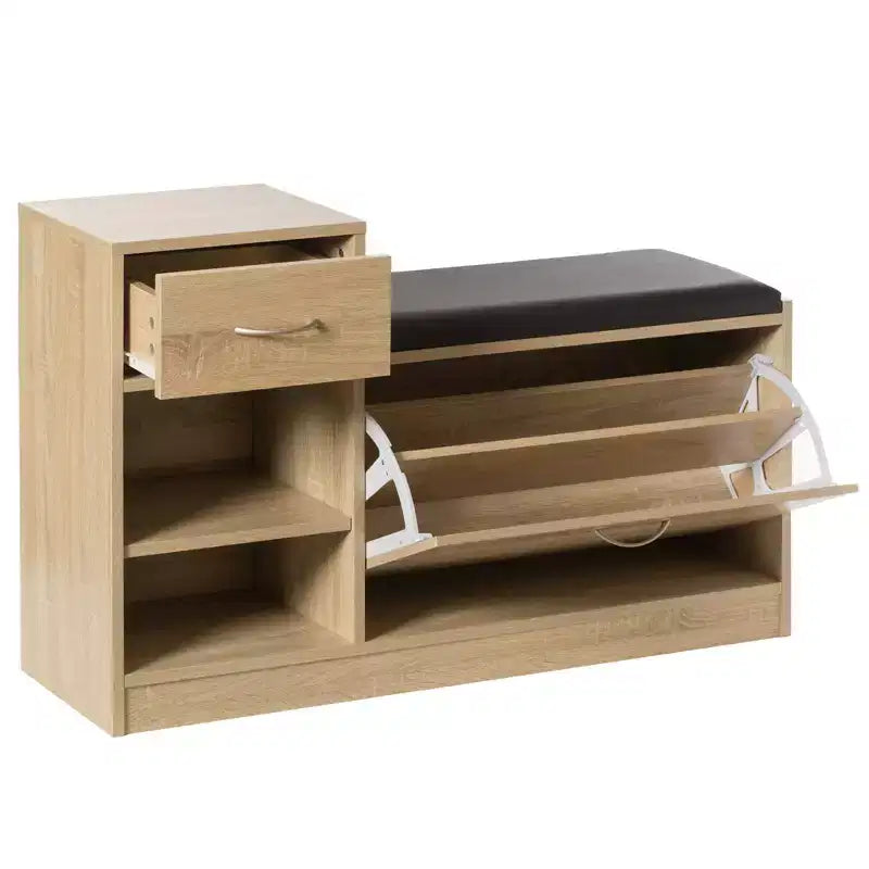Banc de rangement à chaussures en bois Basicwise avec coussin pour entrée