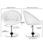 Costway 1PC Chaise d'appoint moderne pivotante réglable avec dossier capitonné rond en cuir PU