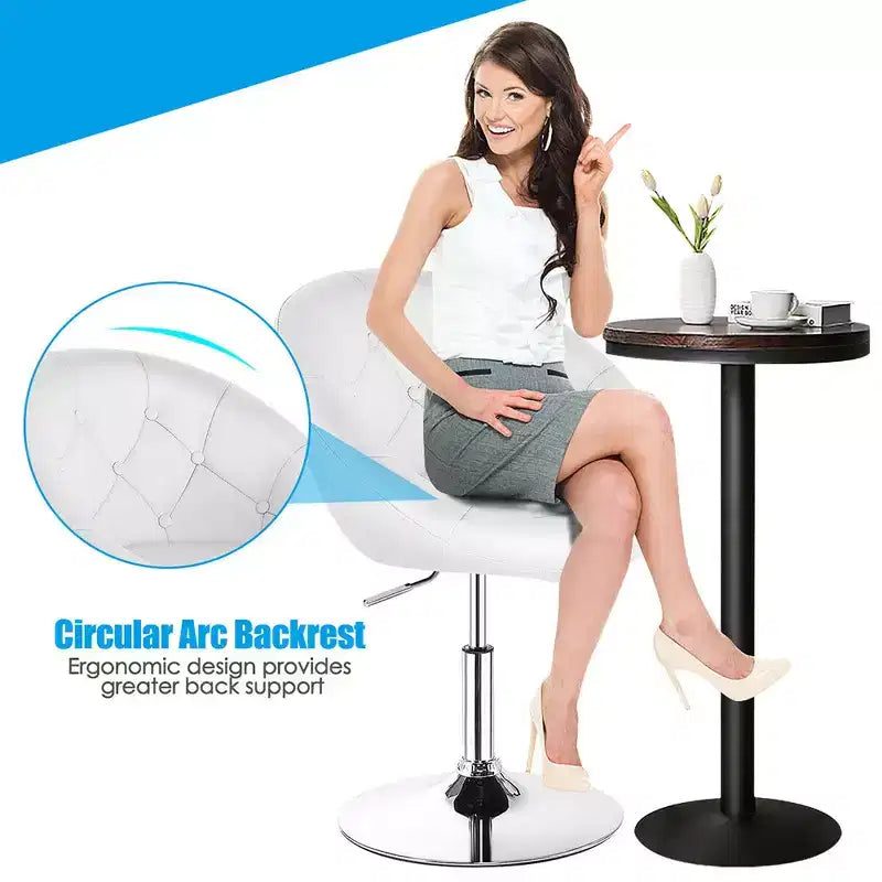 Costway 1PC Chaise d'appoint moderne pivotante réglable avec dossier capitonné rond en cuir PU