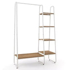 Portant à vêtements Costway autoportant avec tour de rangement et cadre métallique blanc