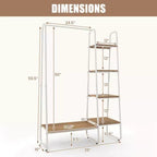 Portant à vêtements Costway autoportant avec tour de rangement et cadre métallique blanc