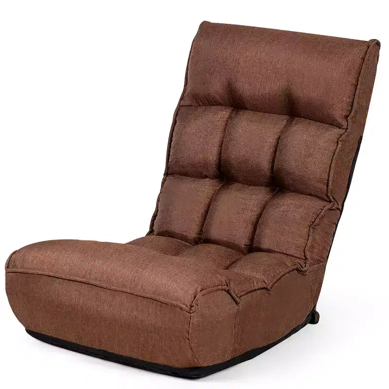Costway Fauteuil de Sol Pliant 4 Positions Inclinables pour Salon/Lecture/Jeu Vidéo/Méditation avec Tissu en Lin Respirant et Rembourrage en Éponge Douce