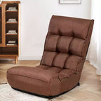 Costway Fauteuil de Sol Pliant 4 Positions Inclinables pour Salon/Lecture/Jeu Vidéo/Méditation avec Tissu en Lin Respirant et Rembourrage en Éponge Douce