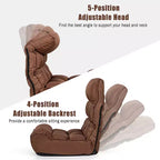 Costway Fauteuil de Sol Pliant 4 Positions Inclinables pour Salon/Lecture/Jeu Vidéo/Méditation avec Tissu en Lin Respirant et Rembourrage en Éponge Douce