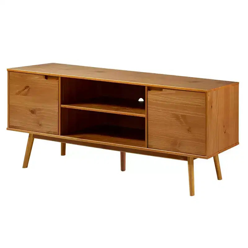 Meuble TV moderne du milieu du siècle en bois massif pour TV jusqu'à 65 po – Saracina Home