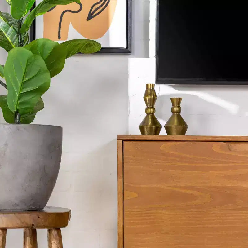 Meuble TV moderne du milieu du siècle en bois massif pour TV jusqu'à 65 po – Saracina Home