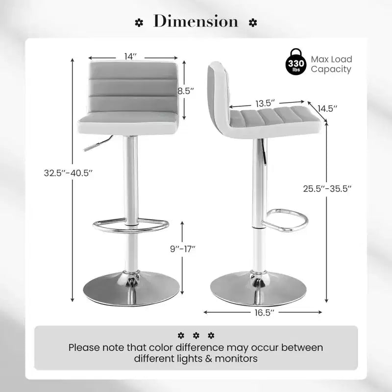 Costway Lot de 4 Tabourets de Bar Réglables en Similicuir Pivotants sans Accoudoirs Neufs