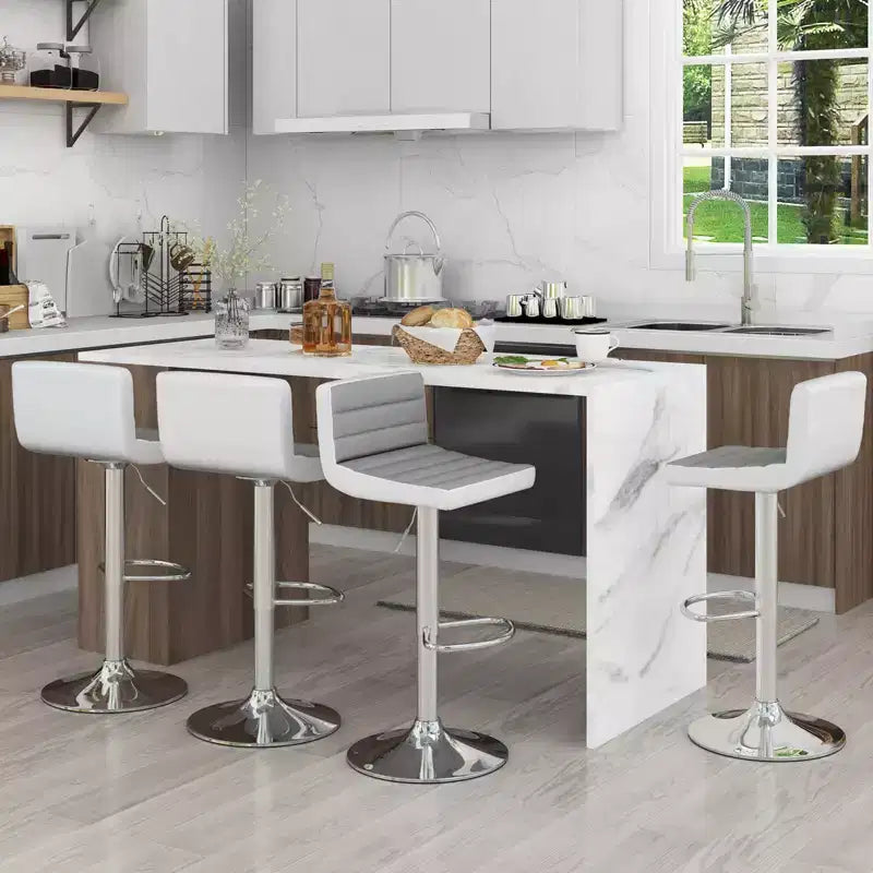 Costway Lot de 4 Tabourets de Bar Réglables en Similicuir Pivotants sans Accoudoirs Neufs