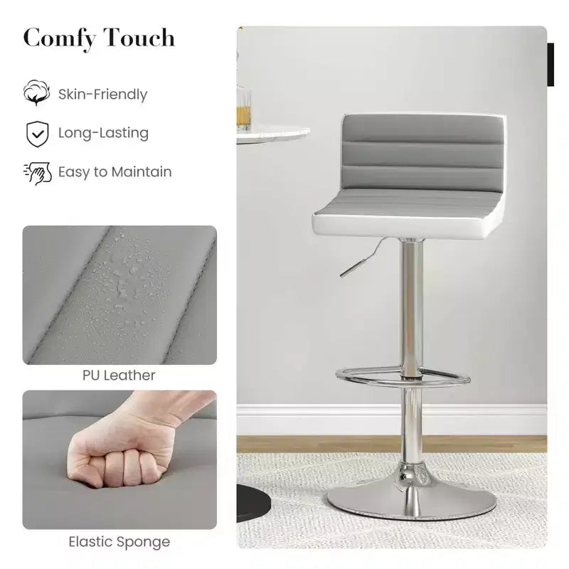Costway Lot de 4 Tabourets de Bar Réglables en Similicuir Pivotants sans Accoudoirs Neufs