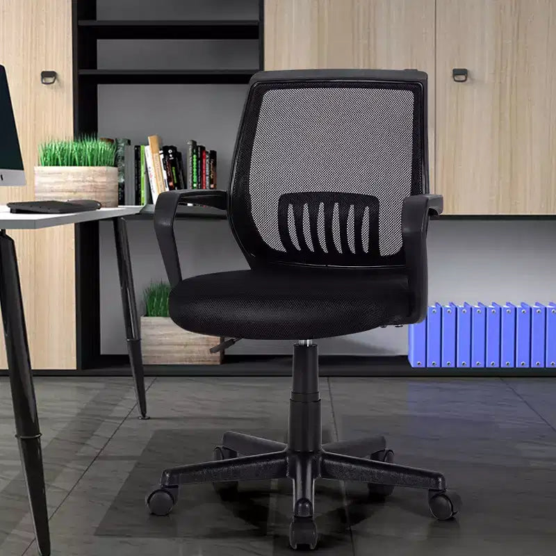 Chaise de bureau Costway à dossier moyen réglable en hauteur avec soutien lombaire