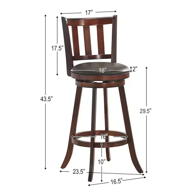 Costway Lot de 4 tabourets de bar pivotants 75 cm, rembourrés en cuir, pour salle à manger, cuisine, pub, bistrot, dossier bas
