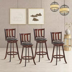 Costway Lot de 4 tabourets de bar pivotants 75 cm, rembourrés en cuir, pour salle à manger, cuisine, pub, bistrot, dossier bas