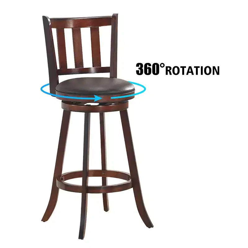 Costway Lot de 4 tabourets de bar pivotants 75 cm, rembourrés en cuir, pour salle à manger, cuisine, pub, bistrot, dossier bas