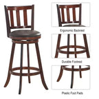 Costway Lot de 4 tabourets de bar pivotants 75 cm, rembourrés en cuir, pour salle à manger, cuisine, pub, bistrot, dossier bas