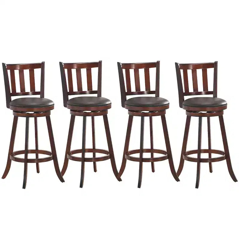 Costway Lot de 4 tabourets de bar pivotants 75 cm, rembourrés en cuir, pour salle à manger, cuisine, pub, bistrot, dossier bas