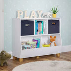 Organisateur de rangement pour jouets RiverRidge Kids' CatchAll Playroom 35 avec 3 casiers et 2 compartiments de rangement blanc avec 2 bacs en tissu