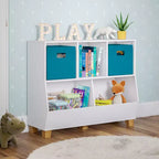 Organisateur de rangement pour jouets RiverRidge Kids' CatchAll Playroom 35 avec 3 casiers et 2 compartiments de rangement blanc avec 2 bacs en tissu