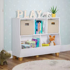 Organisateur de rangement pour jouets RiverRidge Kids' CatchAll Playroom 35 avec 3 casiers et 2 compartiments de rangement blanc avec 2 bacs en tissu