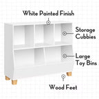 Organisateur de rangement pour jouets RiverRidge Kids' CatchAll Playroom 35 avec 3 casiers et 2 compartiments de rangement blanc avec 2 bacs en tissu