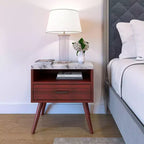 Table de chevet Maddox Mid-Century Modern avec plateau en marbre - Eco Dream