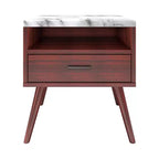 Table de chevet Maddox Mid-Century Modern avec plateau en marbre - Eco Dream