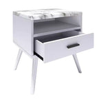 Table de chevet Maddox Mid-Century Modern avec plateau en marbre - Eco Dream