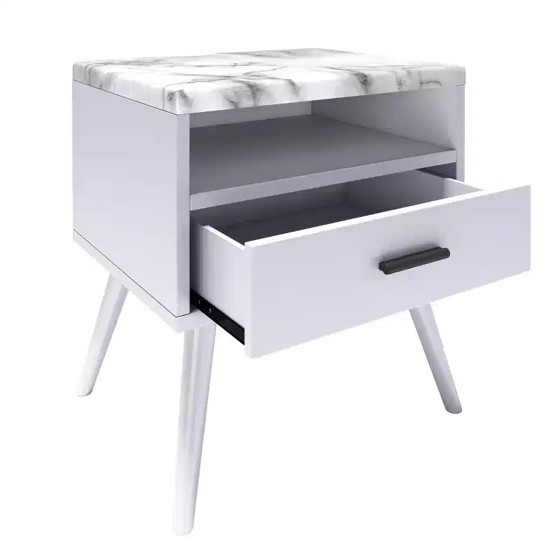 Table de chevet Maddox Mid-Century Modern avec plateau en marbre - Eco Dream
