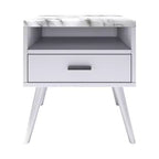 Table de chevet Maddox Mid-Century Modern avec plateau en marbre - Eco Dream