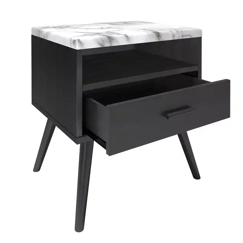 Table de chevet Maddox Mid-Century Modern avec plateau en marbre - Eco Dream