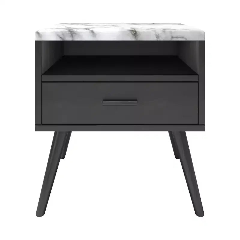 Table de chevet Maddox Mid-Century Modern avec plateau en marbre - Eco Dream