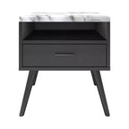 Table de chevet Maddox Mid-Century Modern avec plateau en marbre - Eco Dream