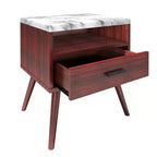 Table de chevet Maddox Mid-Century Modern avec plateau en marbre - Eco Dream