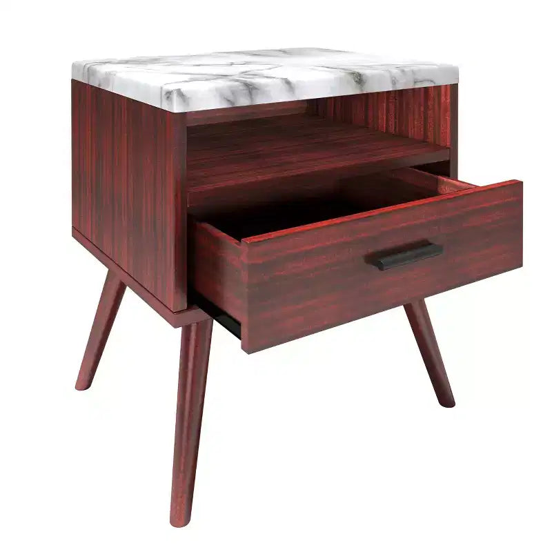 Table de chevet Maddox Mid-Century Modern avec plateau en marbre - Eco Dream