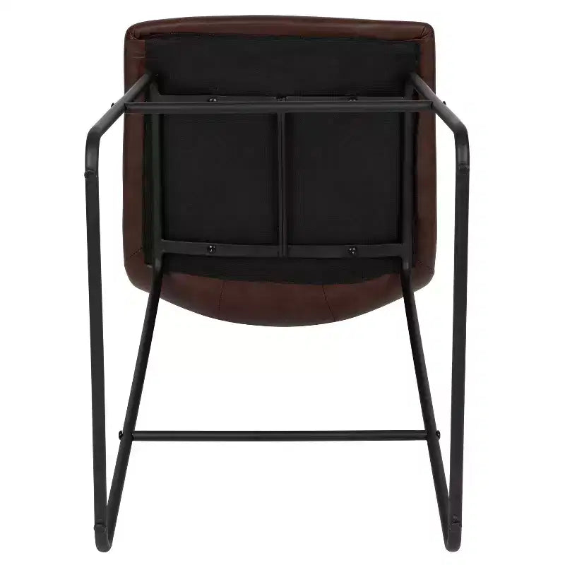 Tabourets de bar Merrick Lane de 61 cm de hauteur avec siège baquet en similicuir, lot de 2