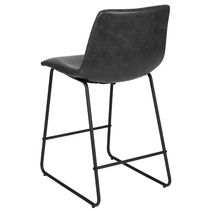 Tabourets de bar Merrick Lane de 61 cm de hauteur avec siège baquet en similicuir, lot de 2