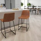 Tabourets de bar Merrick Lane de 61 cm de hauteur avec siège baquet en similicuir, lot de 2