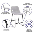 Tabourets de bar Merrick Lane de 61 cm de hauteur avec siège baquet en similicuir, lot de 2