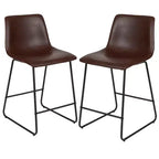 Tabourets de bar Merrick Lane de 61 cm de hauteur avec siège baquet en similicuir, lot de 2