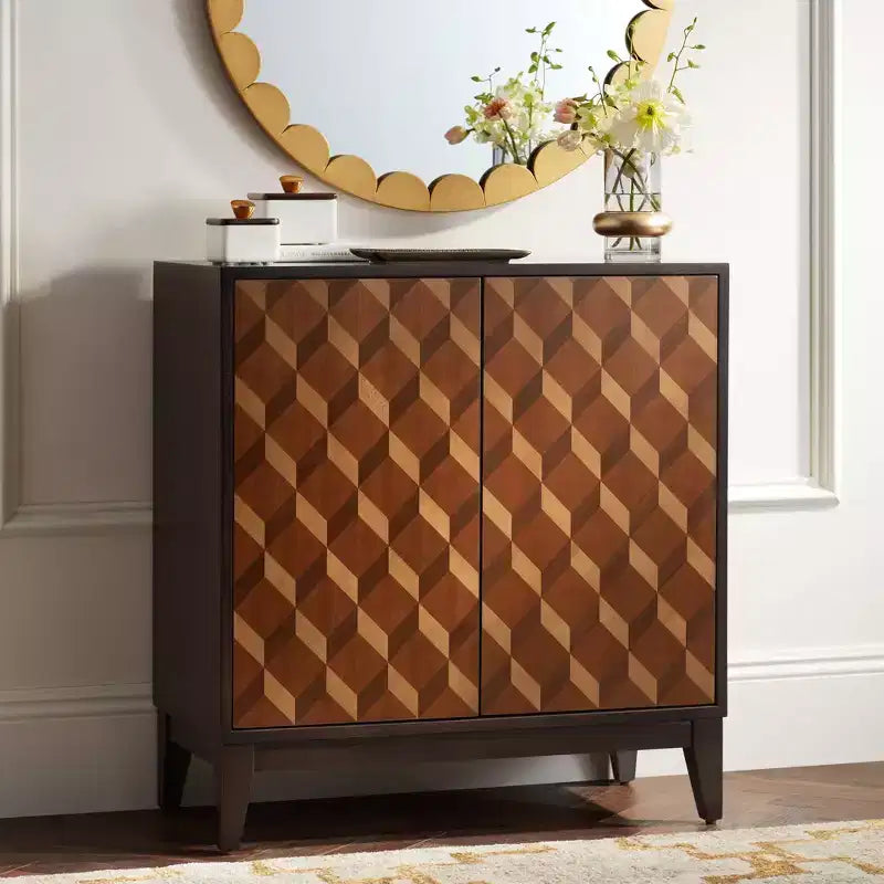 55 Downing Street Warner Commode d'appoint moderne en bois à 2 portes