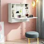 Costway Bureau mural pliant pour ordinateur portable, organisateur de rangement gain de place blanc/marron/noir
