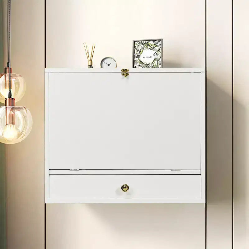 Costway Bureau mural pliant pour ordinateur portable, organisateur de rangement gain de place blanc/marron/noir