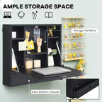 Costway Bureau mural pliant pour ordinateur portable, organisateur de rangement gain de place blanc/marron/noir
