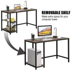 Costway Bureau informatique 47'' Table d'étude Poste de travail à domicile avec étagère réglable Noir rustique/Café/Marron