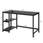 Costway Bureau informatique 47'' Table d'étude Poste de travail à domicile avec étagère réglable Noir rustique/Café/Marron